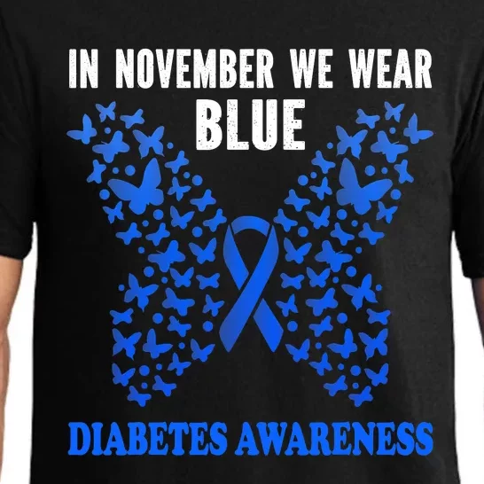 in november we wear blue diabetes awareness blue ribbon Pajama Set