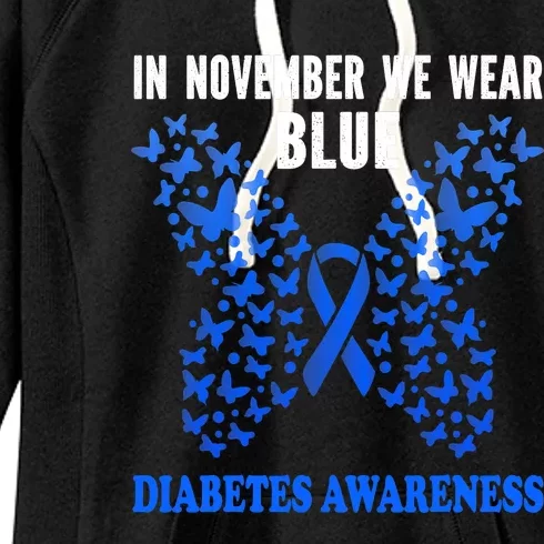 in november we wear blue diabetes awareness blue ribbon Women's Fleece Hoodie