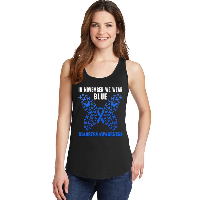 in november we wear blue diabetes awareness blue ribbon Ladies Essential Tank