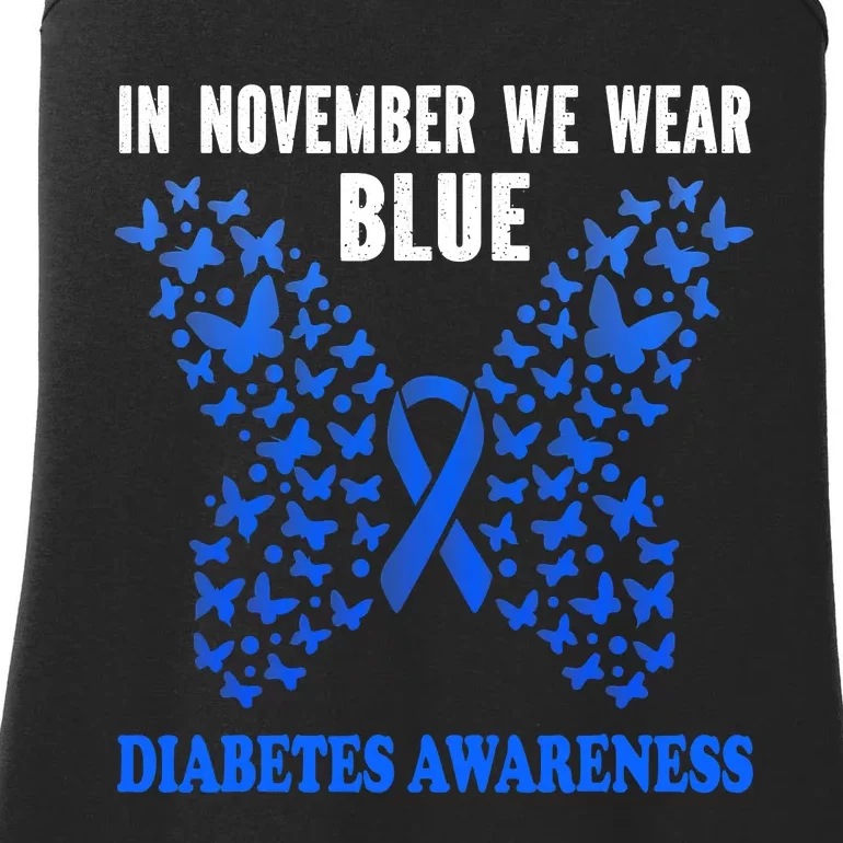 in november we wear blue diabetes awareness blue ribbon Ladies Essential Tank