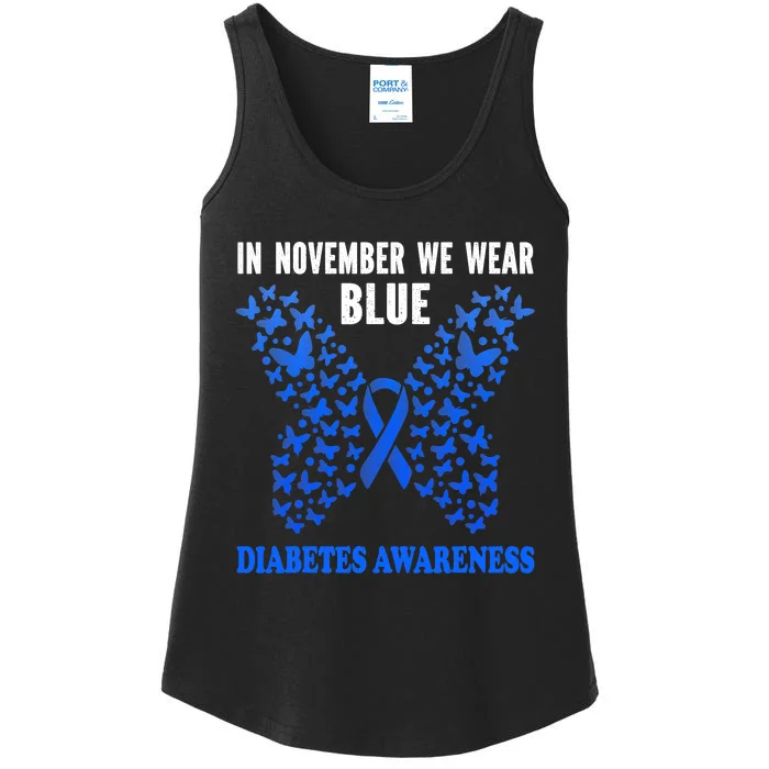 in november we wear blue diabetes awareness blue ribbon Ladies Essential Tank