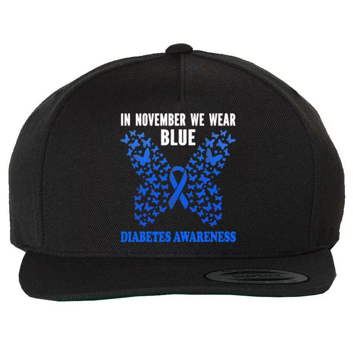 in november we wear blue diabetes awareness blue ribbon Wool Snapback Cap