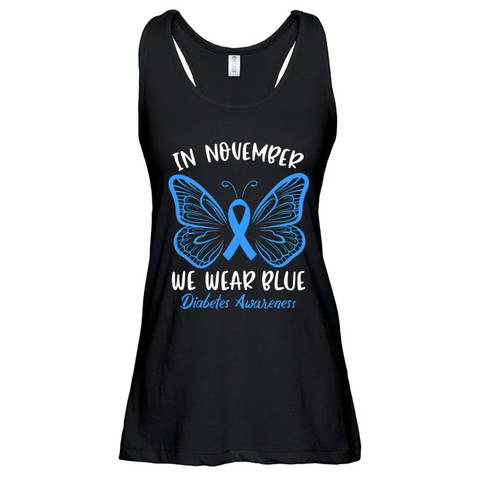 In November We Wear Blue Diabetes Awareness Cute Butterfly Ladies Essential Flowy Tank