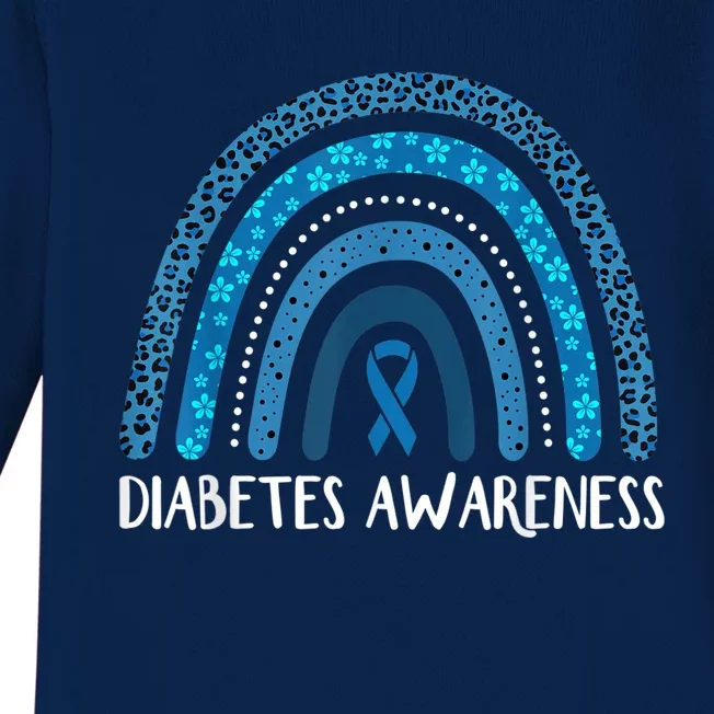 In November We Wear Blue Rainbow Diabetes Awareness Month Baby Long Sleeve Bodysuit