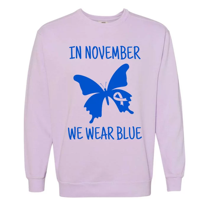 In November We Wear Blue Diabetes Awareness Month Diabetic Garment-Dyed Sweatshirt