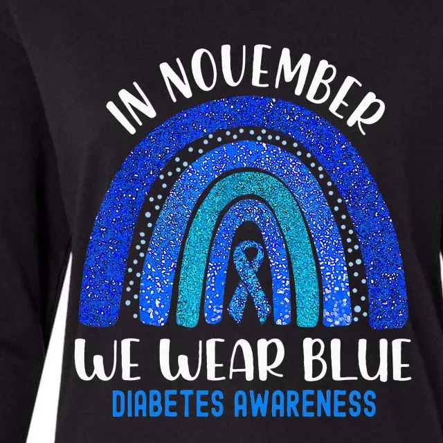 In November We Wear Blue Rainbow Diabetes Awareness Womens Cotton Relaxed Long Sleeve T-Shirt