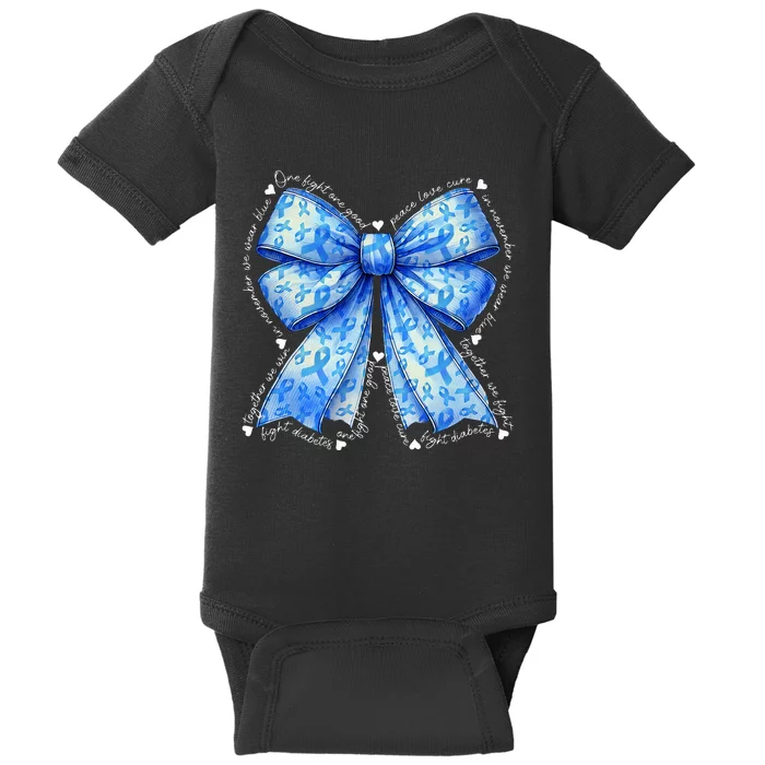 In November We Wear Blue Ribbon Coquette Diabetes Awareness Baby Bodysuit