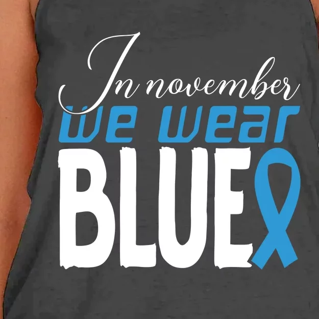 In November We Wear Blue Awareness Graphic Women's Knotted Racerback Tank