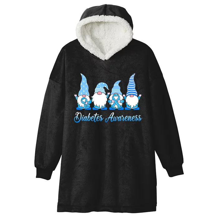 In November We Wear Blue Gnomes Diabetes Awareness Survivors Hooded Wearable Blanket