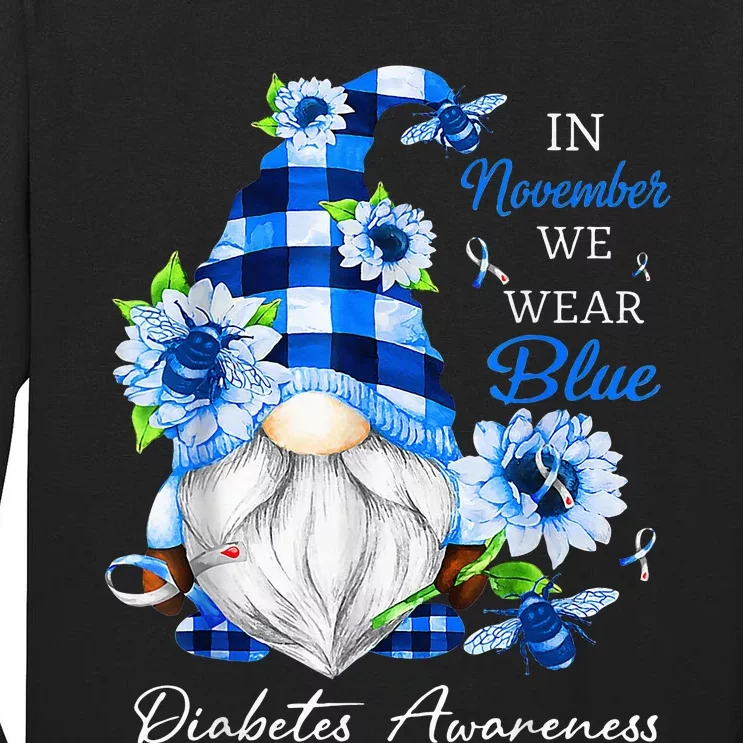 In November We Wear Blue Gnome Diabetes Awareness Tall Long Sleeve T-Shirt