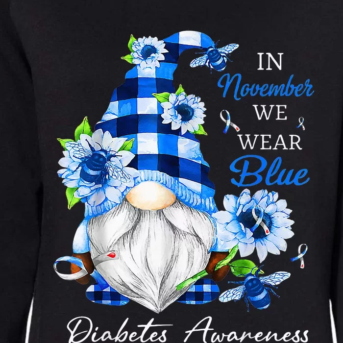 In November We Wear Blue Gnome Diabetes Awareness Womens California Wash Sweatshirt