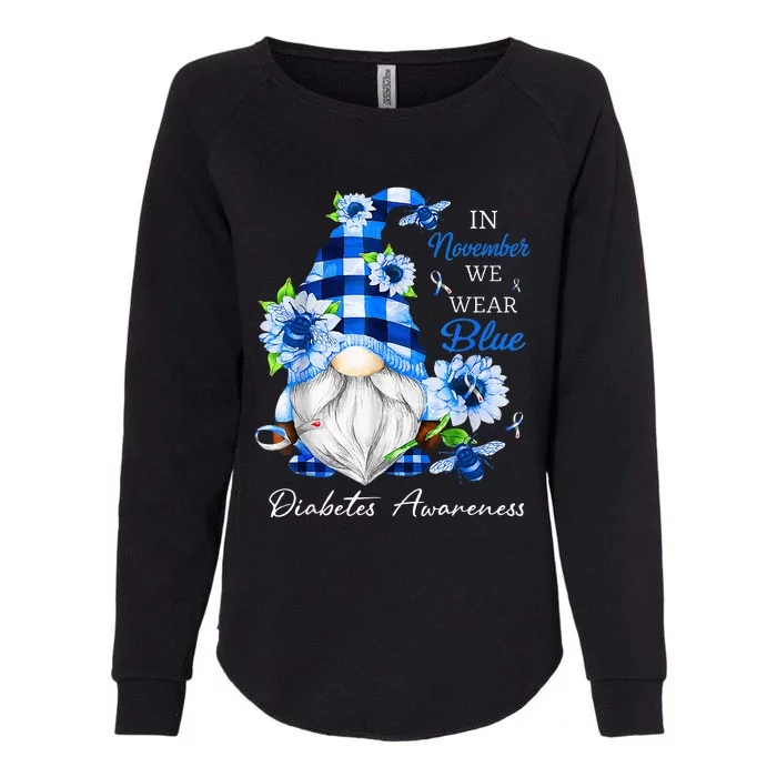 In November We Wear Blue Gnome Diabetes Awareness Womens California Wash Sweatshirt