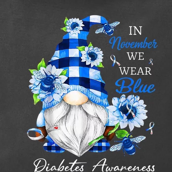 In November We Wear Blue Gnome Diabetes Awareness Zip Tote Bag