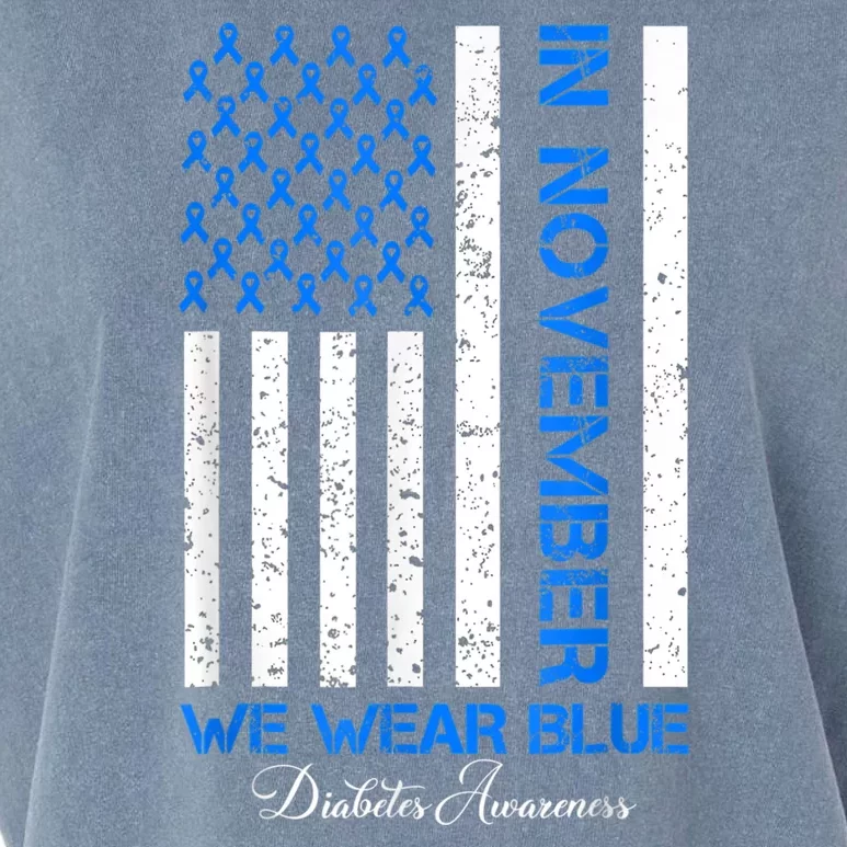 In November We Wear Blue T1d T2d Diabetes Awareness Usa Flag Garment-Dyed Women's Muscle Tee