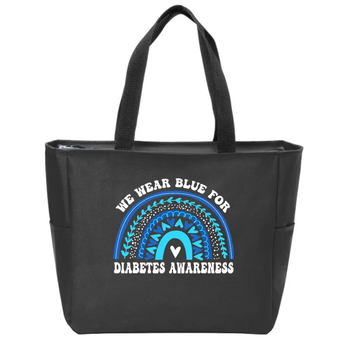 In November We Wear Blue Rainbow Diabetes Awareness Month Zip Tote Bag