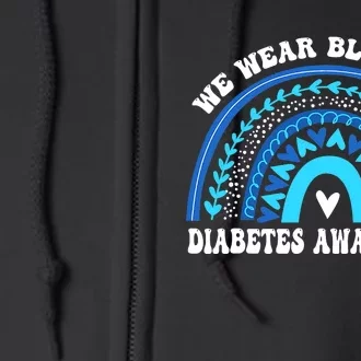 In November We Wear Blue Rainbow Diabetes Awareness Month Full Zip Hoodie