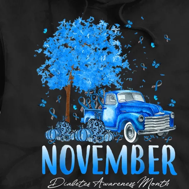 In November We Wear Blue Pumpkin Diabetes Awareness Month Tie Dye Hoodie