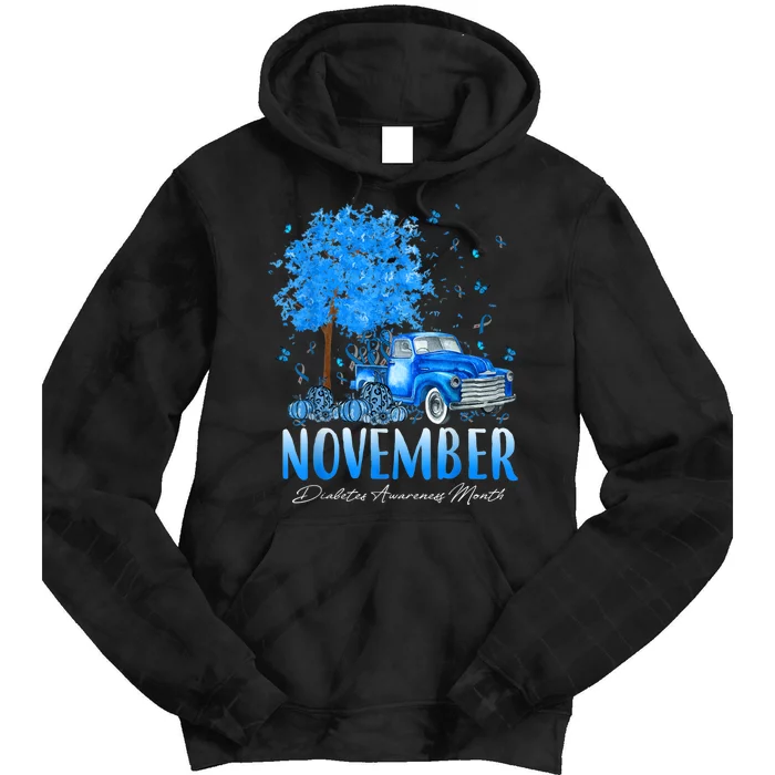 In November We Wear Blue Pumpkin Diabetes Awareness Month Tie Dye Hoodie