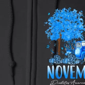 In November We Wear Blue Pumpkin Diabetes Awareness Month Full Zip Hoodie