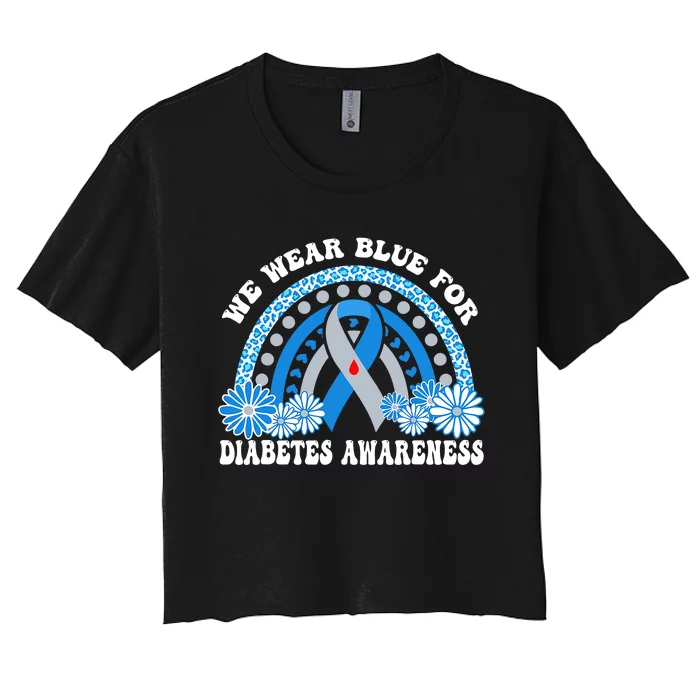 In November We Wear Blue Rainbow Diabetes Awareness Month Women's Crop Top Tee