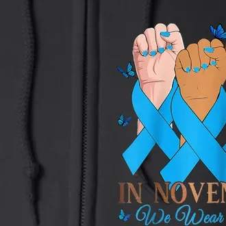 In November We Wear Blue Diabetes Awareness Full Zip Hoodie