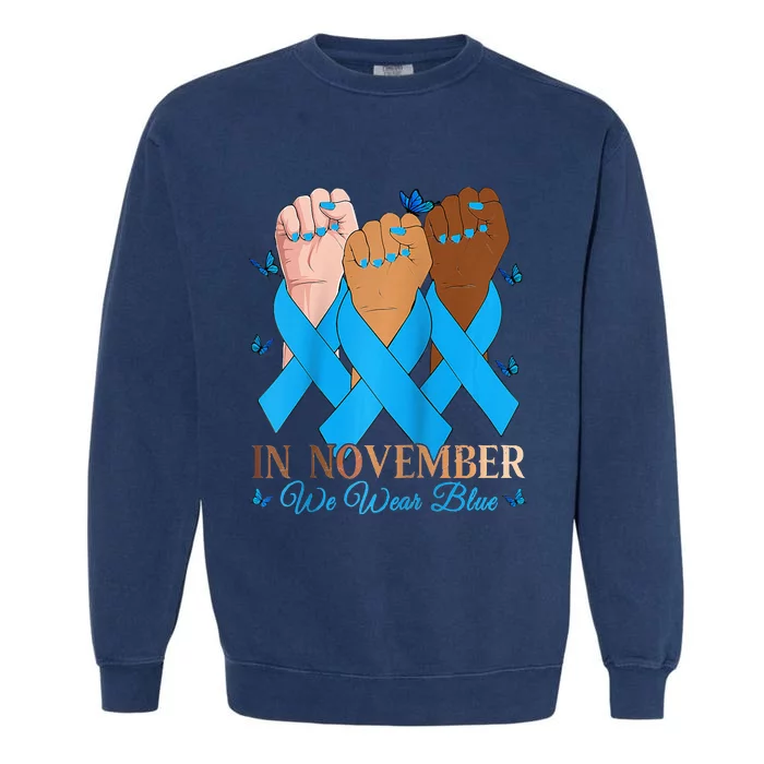 In November We Wear Blue Diabetes Awareness Garment-Dyed Sweatshirt