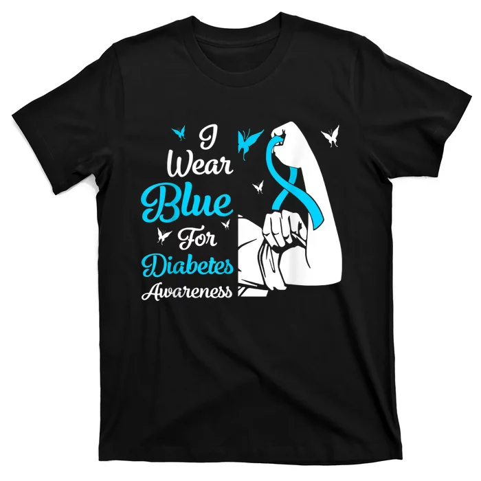 In November We Wear Blue Ribbon Diabetes Awareness Month T-Shirt