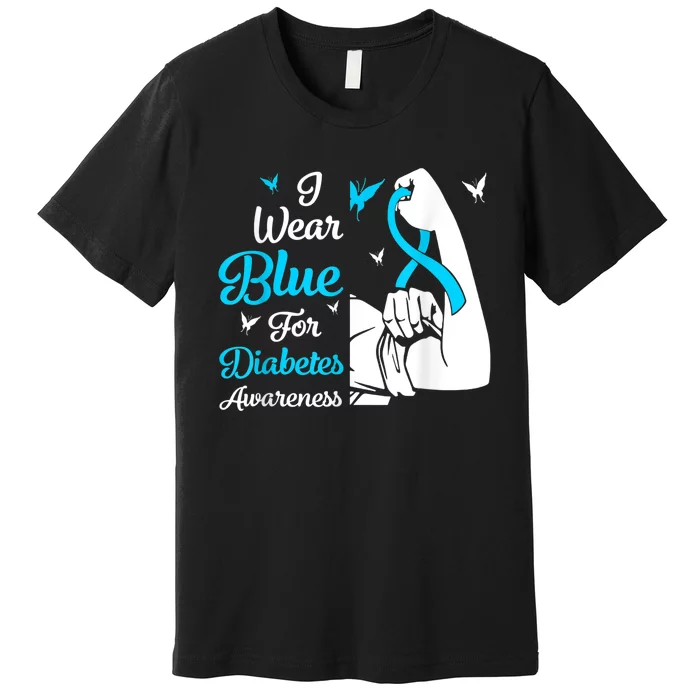 In November We Wear Blue Ribbon Diabetes Awareness Month Premium T-Shirt