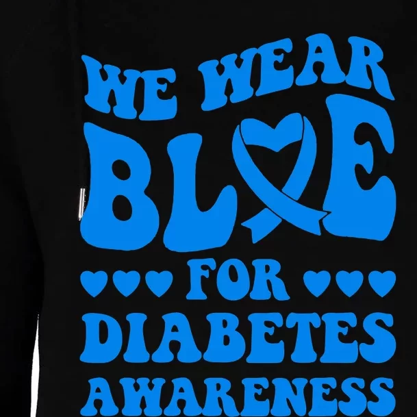 In November We Wear Blue Rainbow Diabetes Awareness Month Womens Funnel Neck Pullover Hood