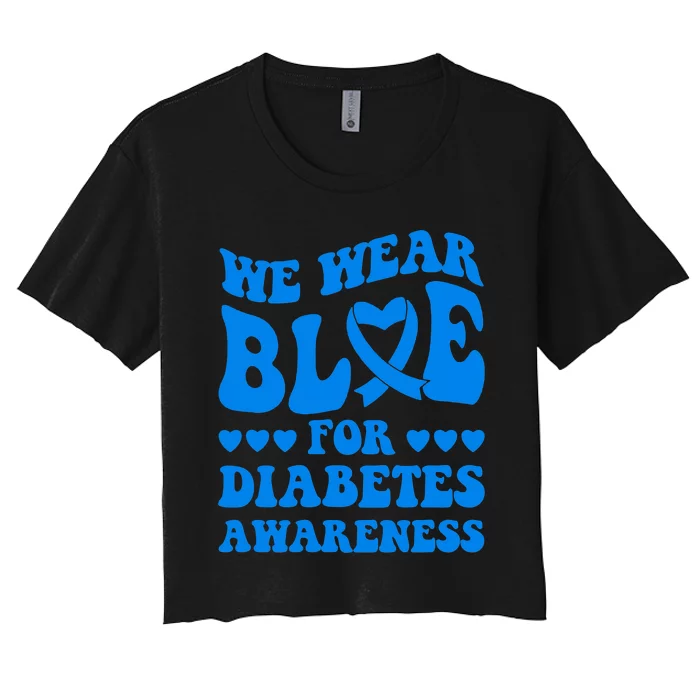 In November We Wear Blue Rainbow Diabetes Awareness Month Women's Crop Top Tee