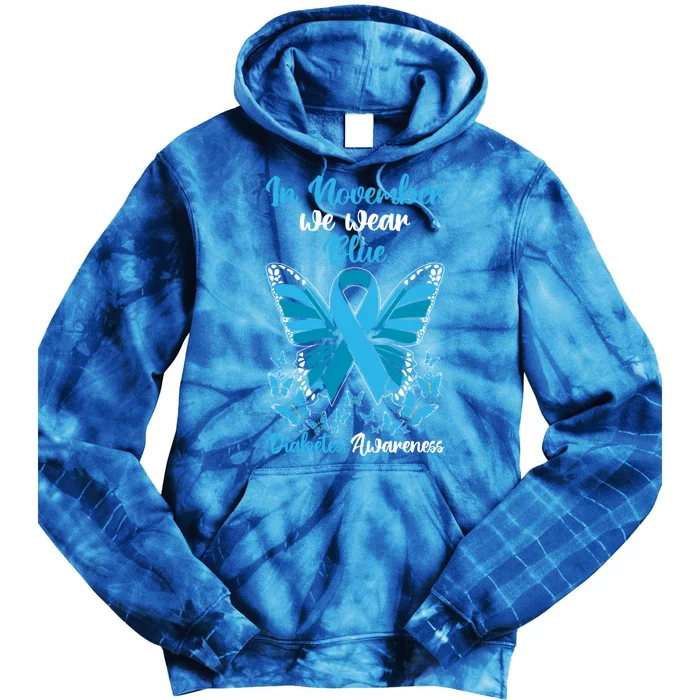 In November We Wear Blue Diabetes Awareness Gift Tie Dye Hoodie