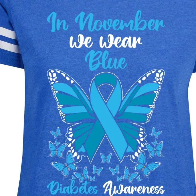 In November We Wear Blue Diabetes Awareness Gift Enza Ladies Jersey Football T-Shirt