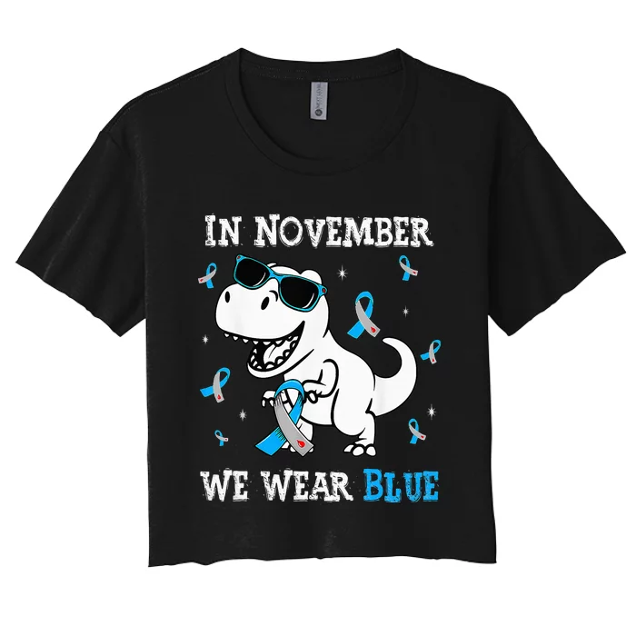 In November We Wear Blue Diabetes Awareness Kids Women's Crop Top Tee