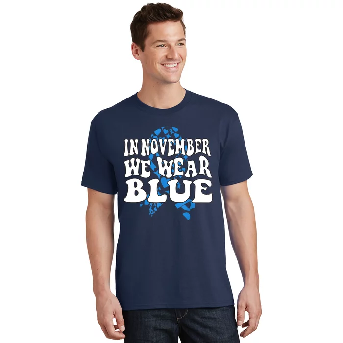 In November We Wear Blue Ribbon Diabetes Awareness T-Shirt