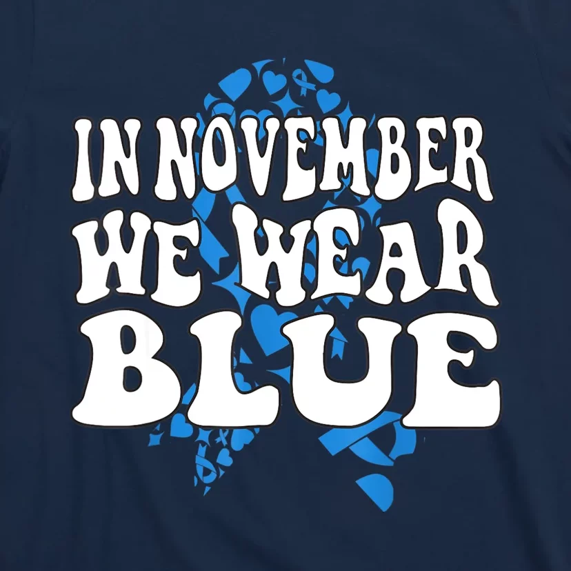 In November We Wear Blue Ribbon Diabetes Awareness T-Shirt