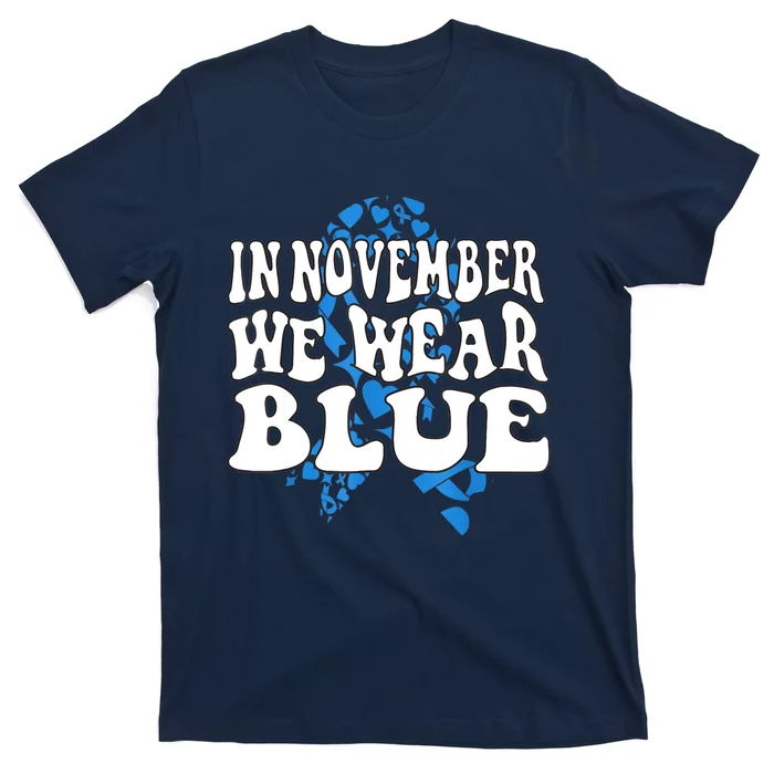 In November We Wear Blue Ribbon Diabetes Awareness T-Shirt