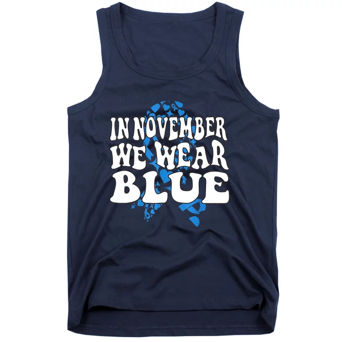 In November We Wear Blue Ribbon Diabetes Awareness Tank Top