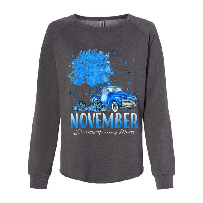 In November We Wear Blue Pumpkin Diabetes Awareness Month Womens California Wash Sweatshirt