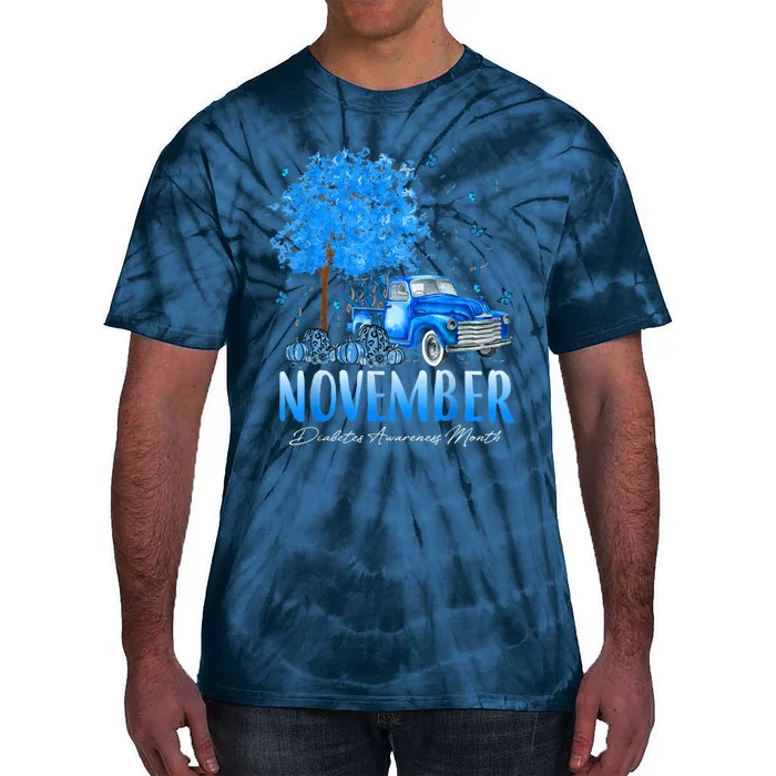 In November We Wear Blue Pumpkin Diabetes Awareness Month Tie-Dye T-Shirt