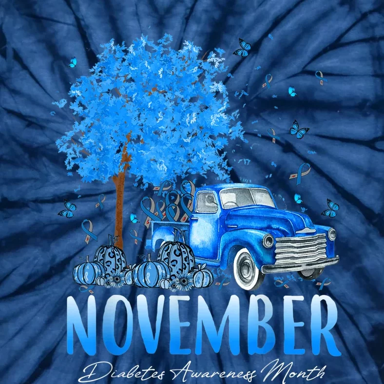 In November We Wear Blue Pumpkin Diabetes Awareness Month Tie-Dye T-Shirt