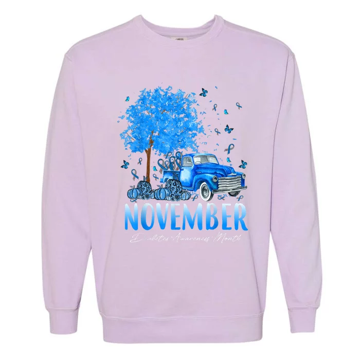 In November We Wear Blue Pumpkin Diabetes Awareness Month Garment-Dyed Sweatshirt