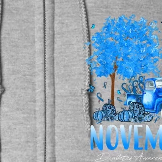 In November We Wear Blue Pumpkin Diabetes Awareness Month Full Zip Hoodie