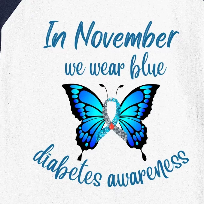 In November We Wear Blue Diabetes Awareness Gift Baseball Sleeve Shirt