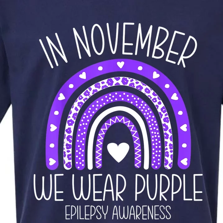 In November We Wear Purple Rainbow Epilepsy Awareness Month Sueded Cloud Jersey T-Shirt