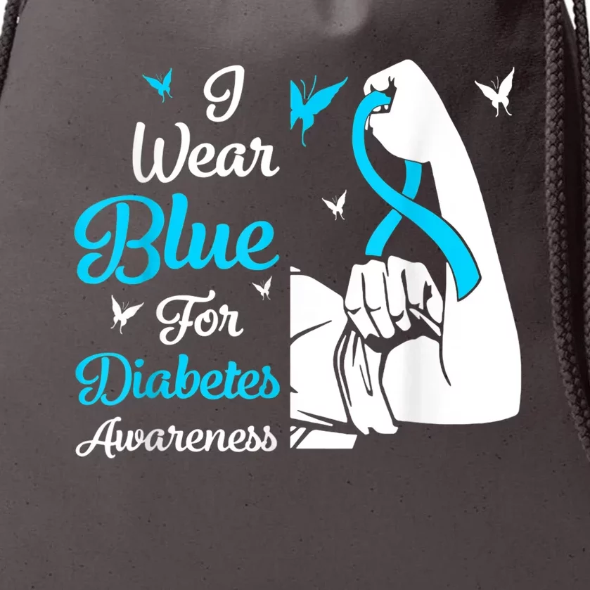 In November We Wear Blue Ribbon Diabetes Awareness Month Drawstring Bag