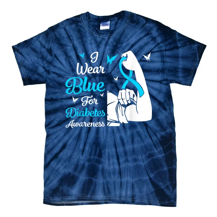 In November We Wear Blue Ribbon Diabetes Awareness Month Tie-Dye T-Shirt