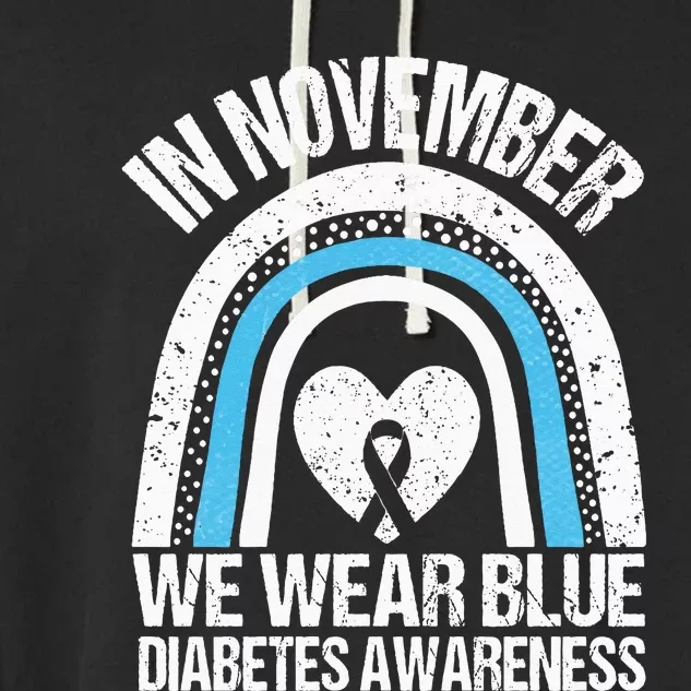 In November We Wear Blue Ribbon Diabetes Awareness Garment-Dyed Fleece Hoodie