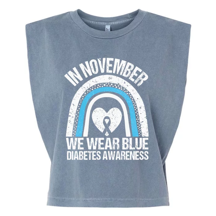 In November We Wear Blue Ribbon Diabetes Awareness Garment-Dyed Women's Muscle Tee