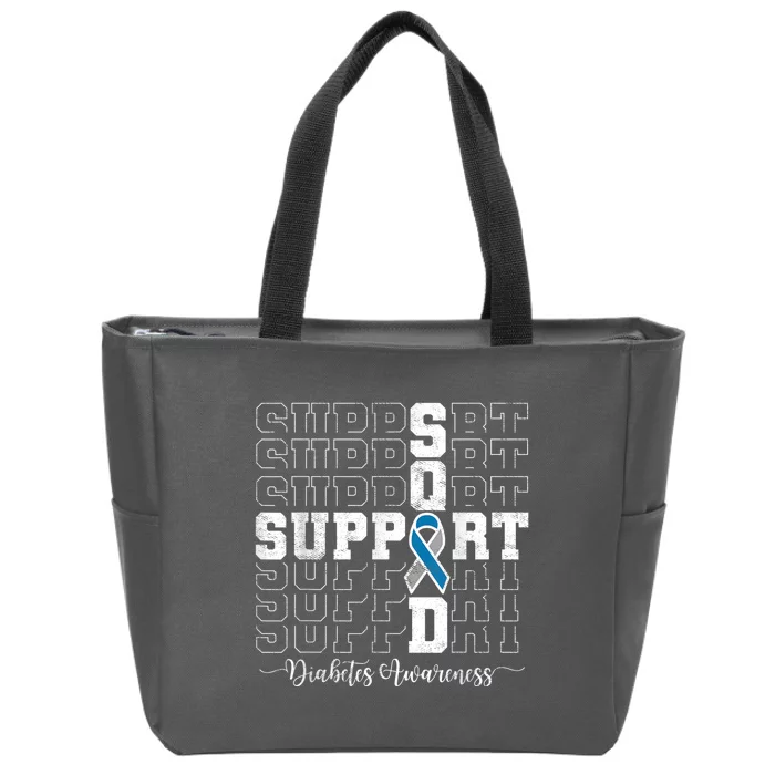 In November We Wear Blue Support Squad Diabetes Awareness Zip Tote Bag