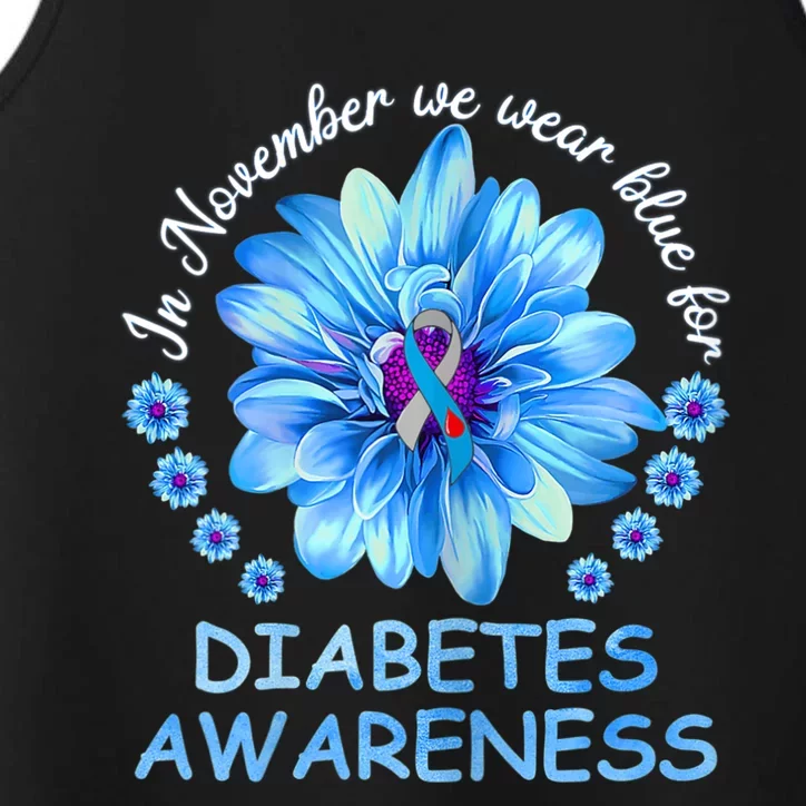 In November We Wear Blue Sunflower Diabetes Awareness Month Performance Tank